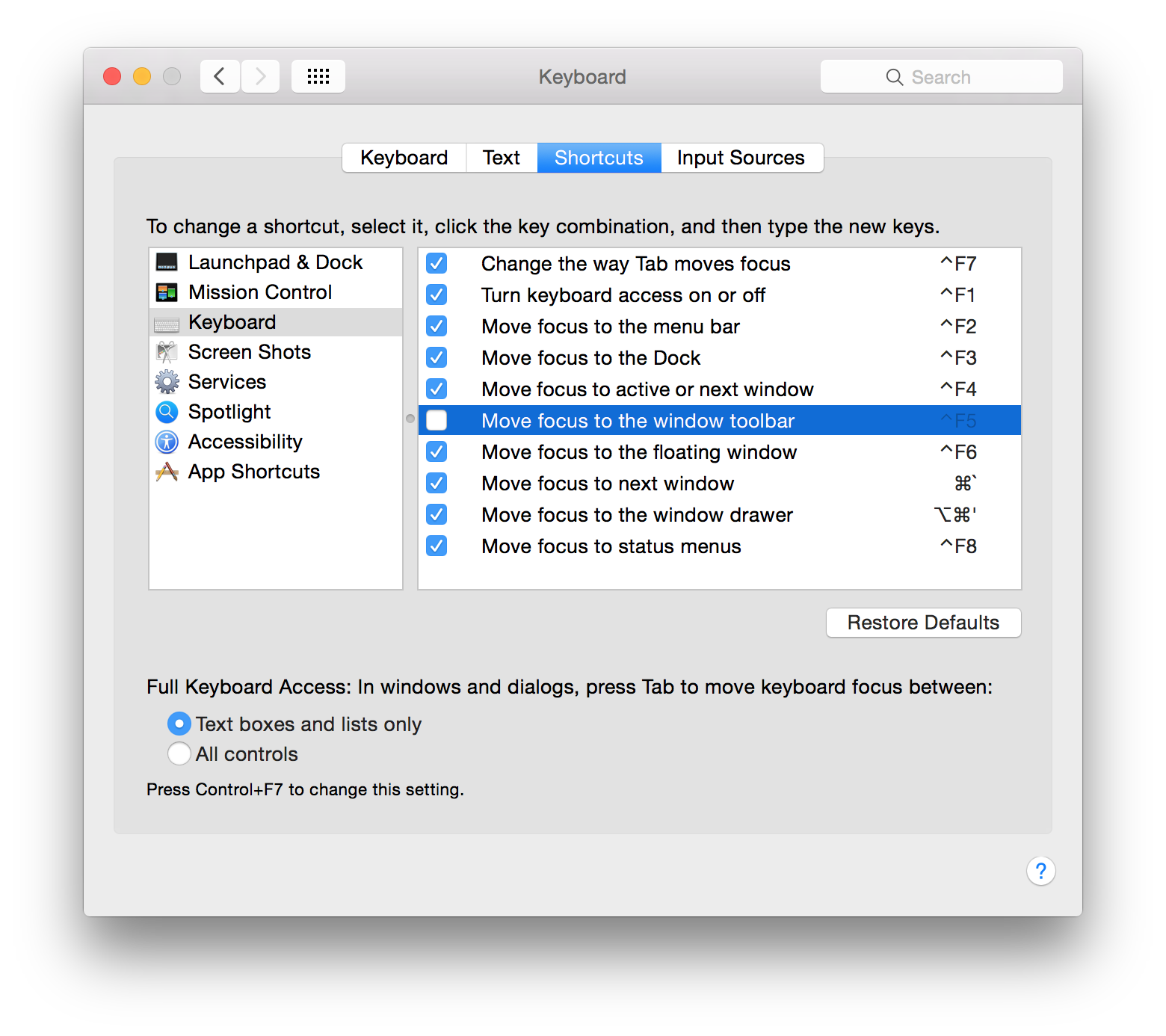 Mac OS Keyboard Settings
